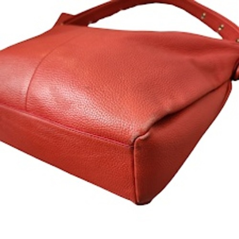 COACH Dufflette Leather Hobo Shoulder Bag Red Slouchy Large Tote - Picture 4 of 16